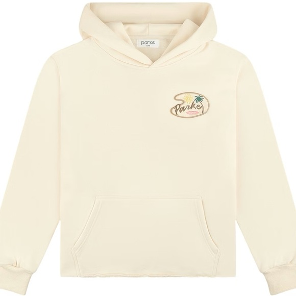 Parke Tops - PARKE Bayside Miami Hoodie L/XL Cream Coastal Raw Hem Sweatshirt